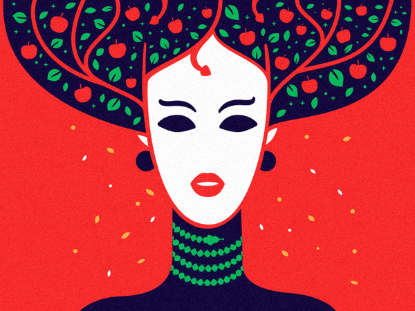 Dreamgarden women snake tree apple garden.png