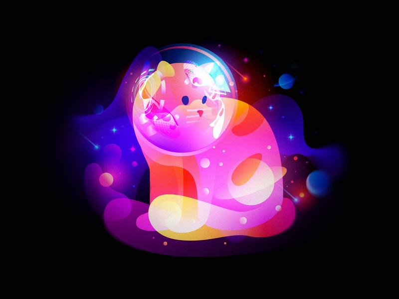 Dreams of Space Cat light video design illustration dream color fantas.png