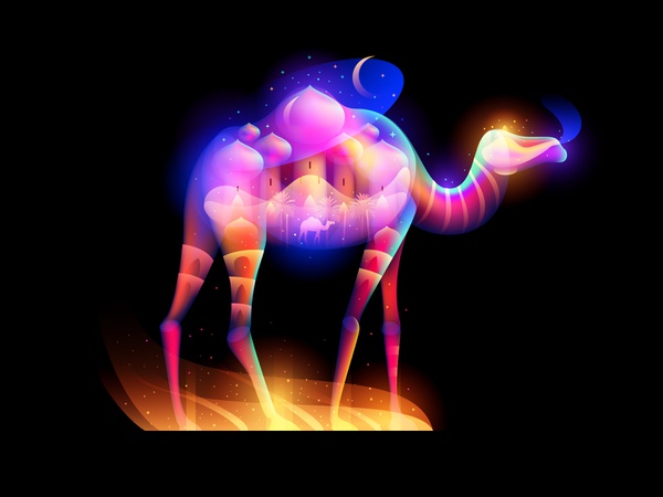 Eastern Tale arabic night palm town castle lamp desert fairytale camel.jpg