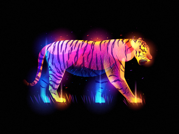 Fantasy Tiger colorful beast fur animal illustration fantasy light tig.png