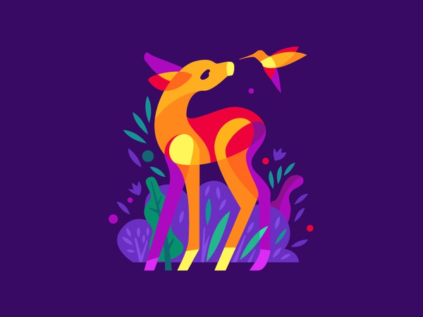 Fawn  Bird floral colibri bird deer fawn.jpg