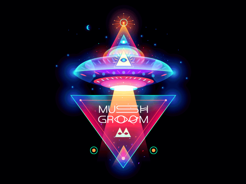 Mushgroom Logo + Illustration triangle eye mystic psychedelic ufo mush.gif