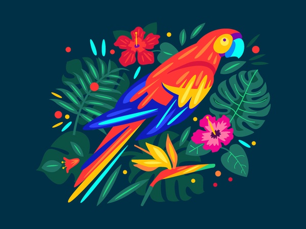 Parrot jungle plants flowers leaves parrot.jpg