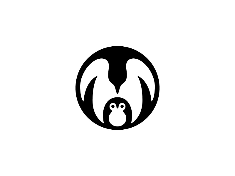 Penguins  care mother child negative space mark symbol bird logo.jpg