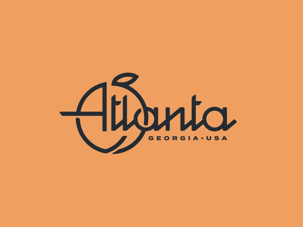 Atlanta Type Mark typography vintage retro illustration logo peach cit.jpg