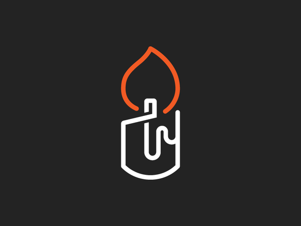 Candle torch line work light fire candle mark design logos icon symbol.png