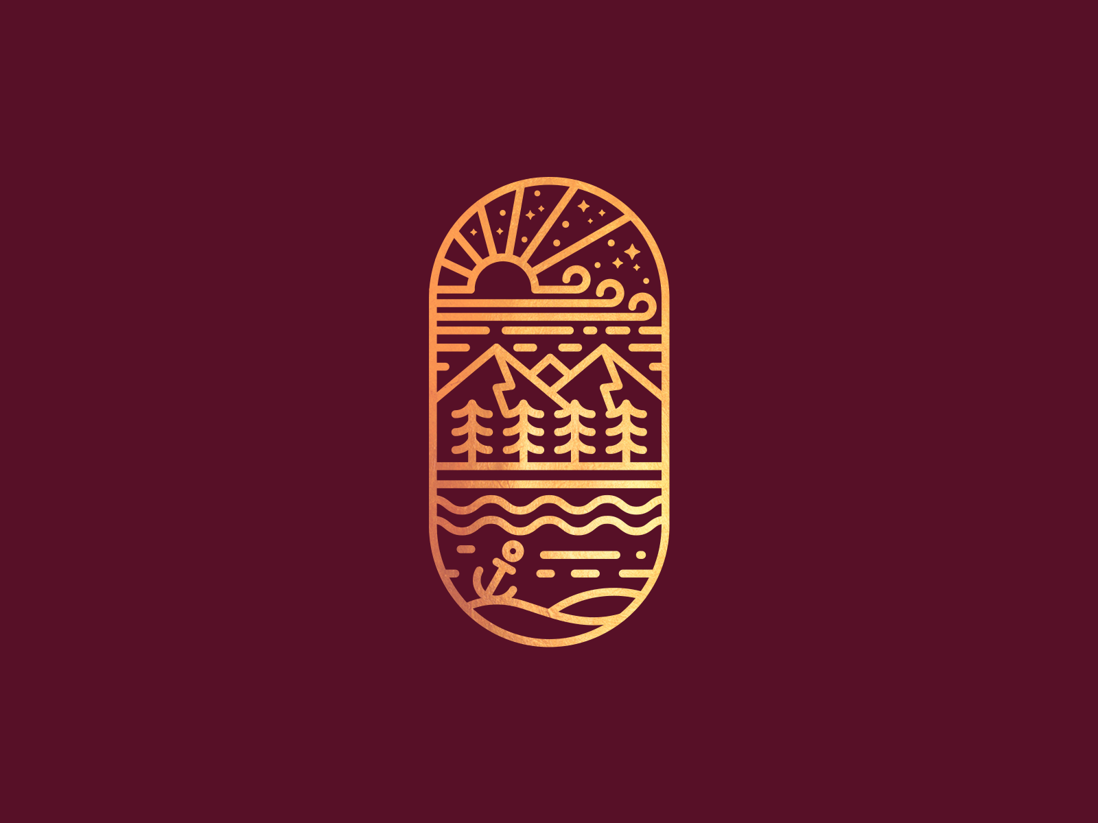 Golden Badges luxury shape brand logo design plum sky sun mountain oce.png