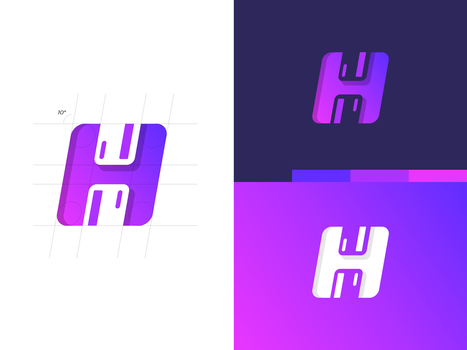 Letter H + Credit Cards payment app brand logo grids app design brandi.png