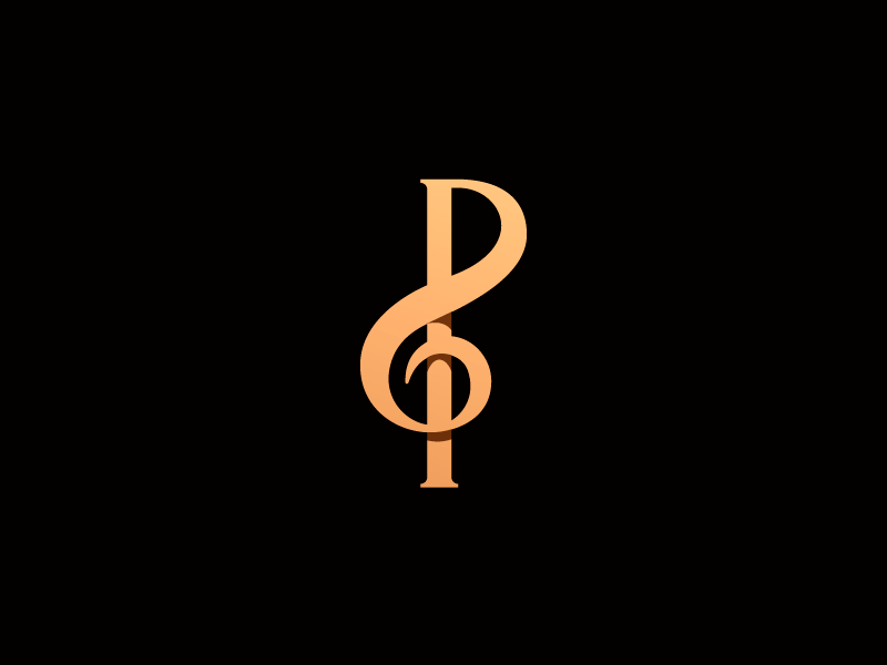 P Letter + Treble clef typography shape vector black clef music brand.png