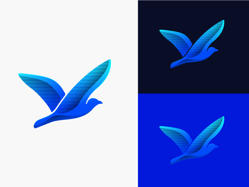 Seagull trade travel fly gradient blue animal bird seagull mark logoty.png
