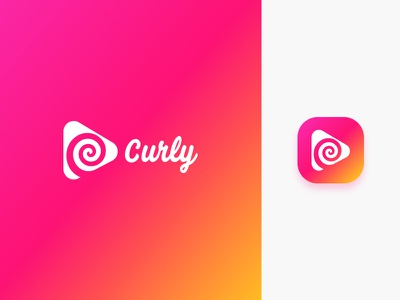 Curly App logo  Icon creative play icon logo music ui mobile boys girl.jpg