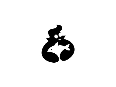 Man and Fish Logo Mark creative minimal identity brand symbol negative.jpg