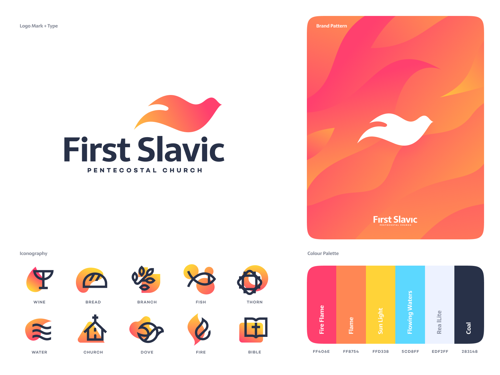 First Slavic Pentecostal Church bird flame fire dove mark typography w.png
