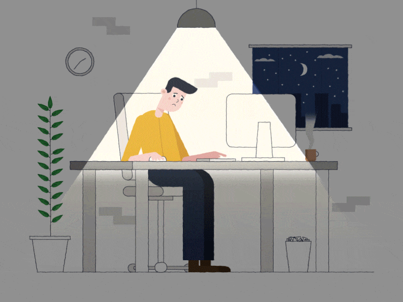 The motion designer struggle outlined character after effects desk ill.gif