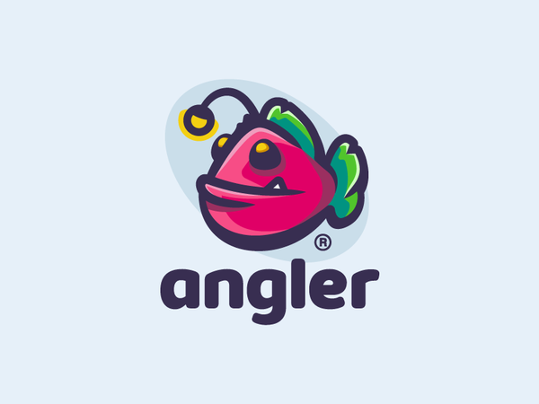 Angler character angler light fin fish sea ocean branding mark logotyp.png