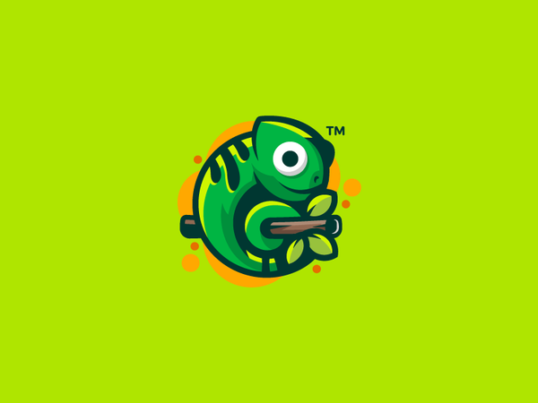 Chameleon mark logotype logo lizard illustration green design cute col.png