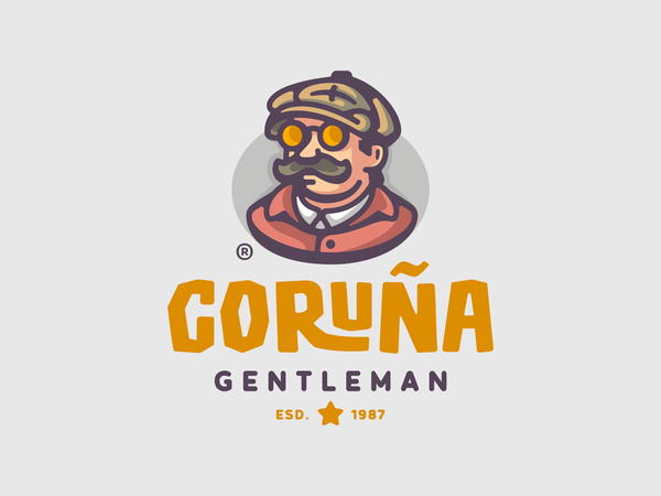 Coruña beret outlined character art glasses suit mustaches character m.png