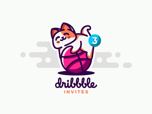 Dribbble Invites kitten vector mark logotype invite invitation icon dr.jpg