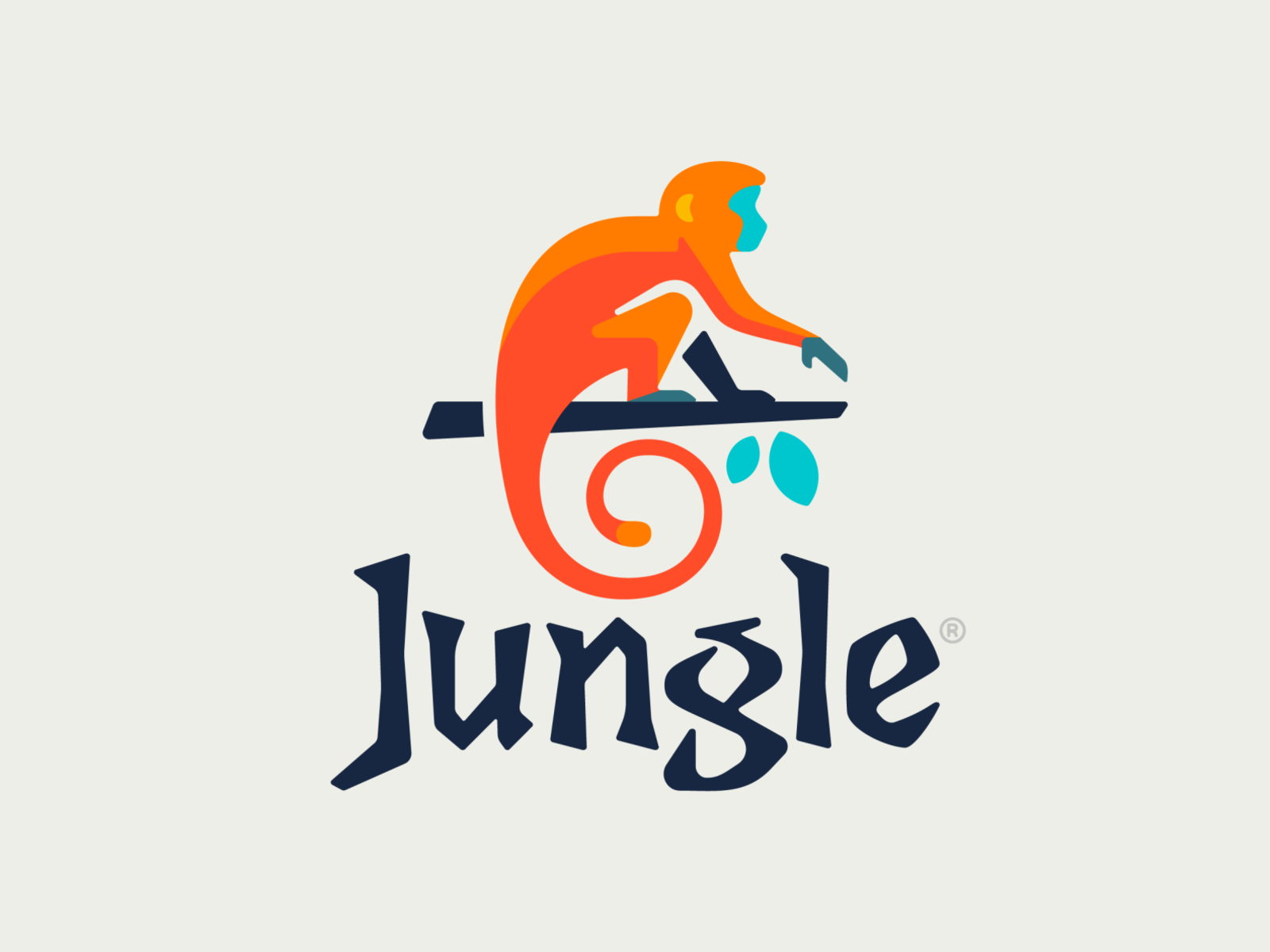 Jungle ape leaves jungle monkey animal illustration branding mark logo.png