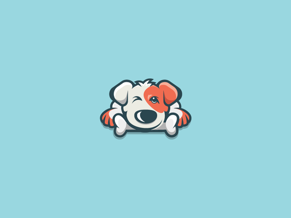 Puppy play bone dog animal modern cute colorful illustration mark logo.png