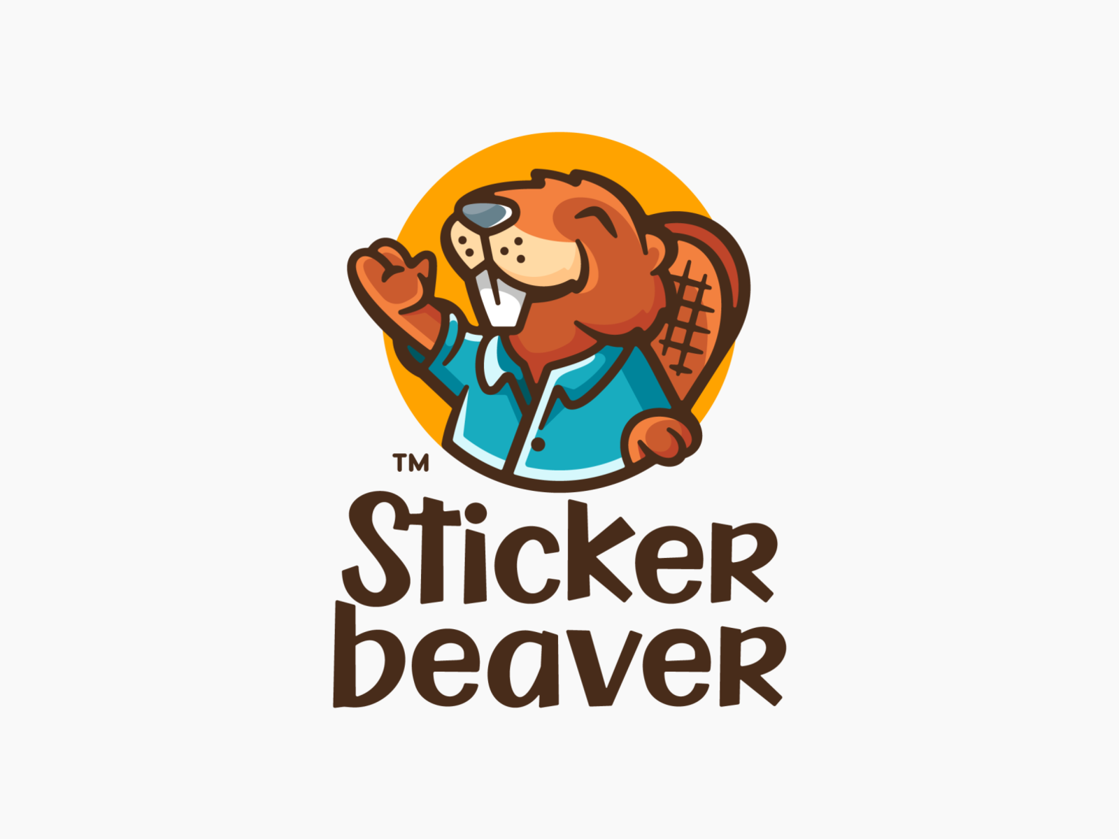 Sticker Beaver logo typo leaf mapleleaf maple canada mascot character.png