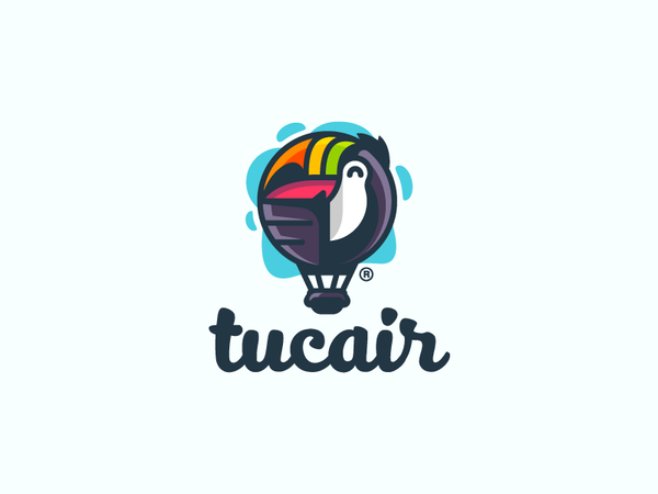 Tucair clouds air toucan bird ballon colorful illustration branding ma.png