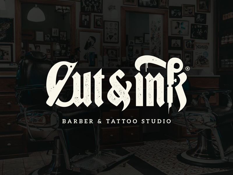 CutInk - Barber  tattoo Studio Logo wordmark tattoo artist barbershop.png