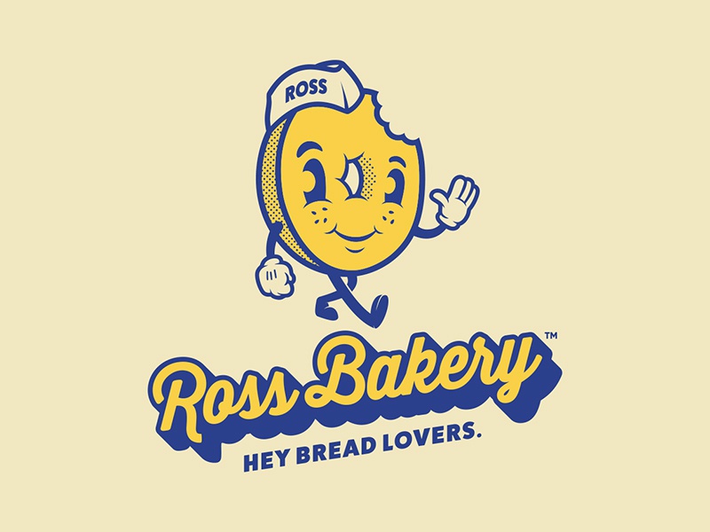 Ross Bakery type bagel bakery retro mascot logo.jpg