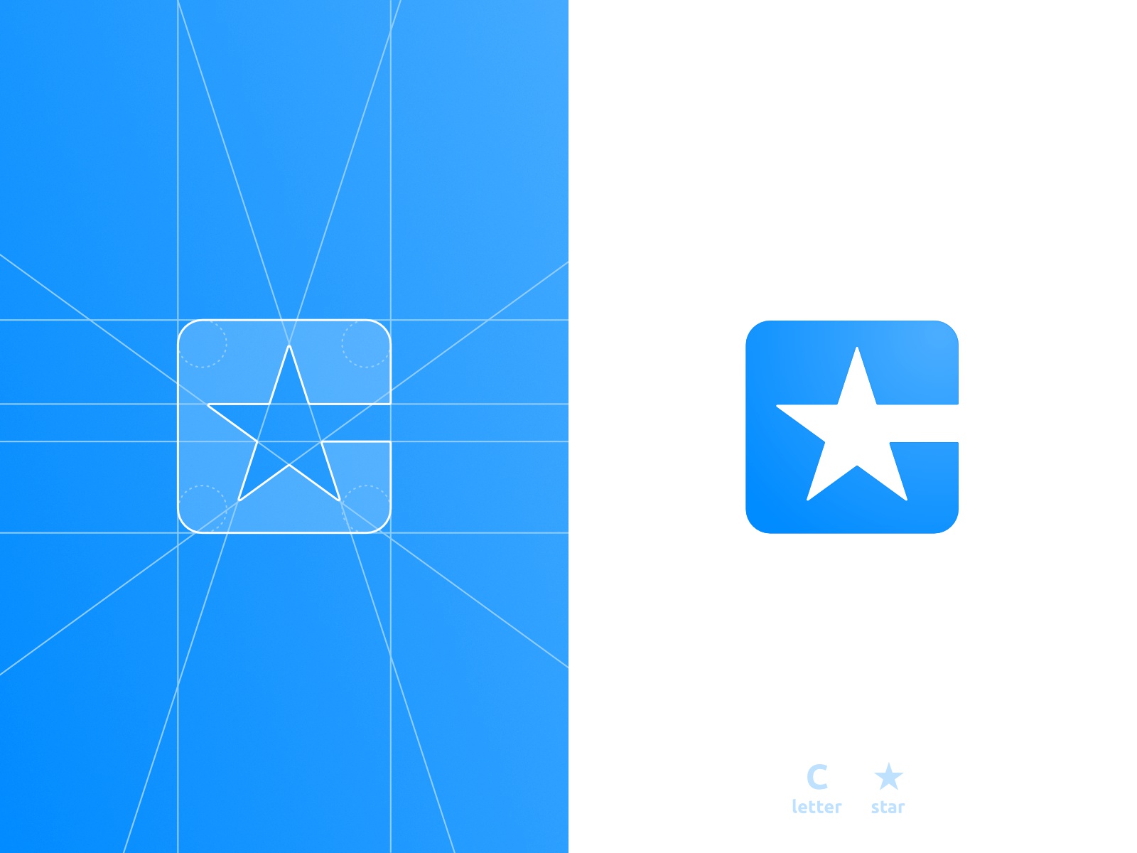 C Star letter mark monogram, negative space logo design symbol app ico.jpg