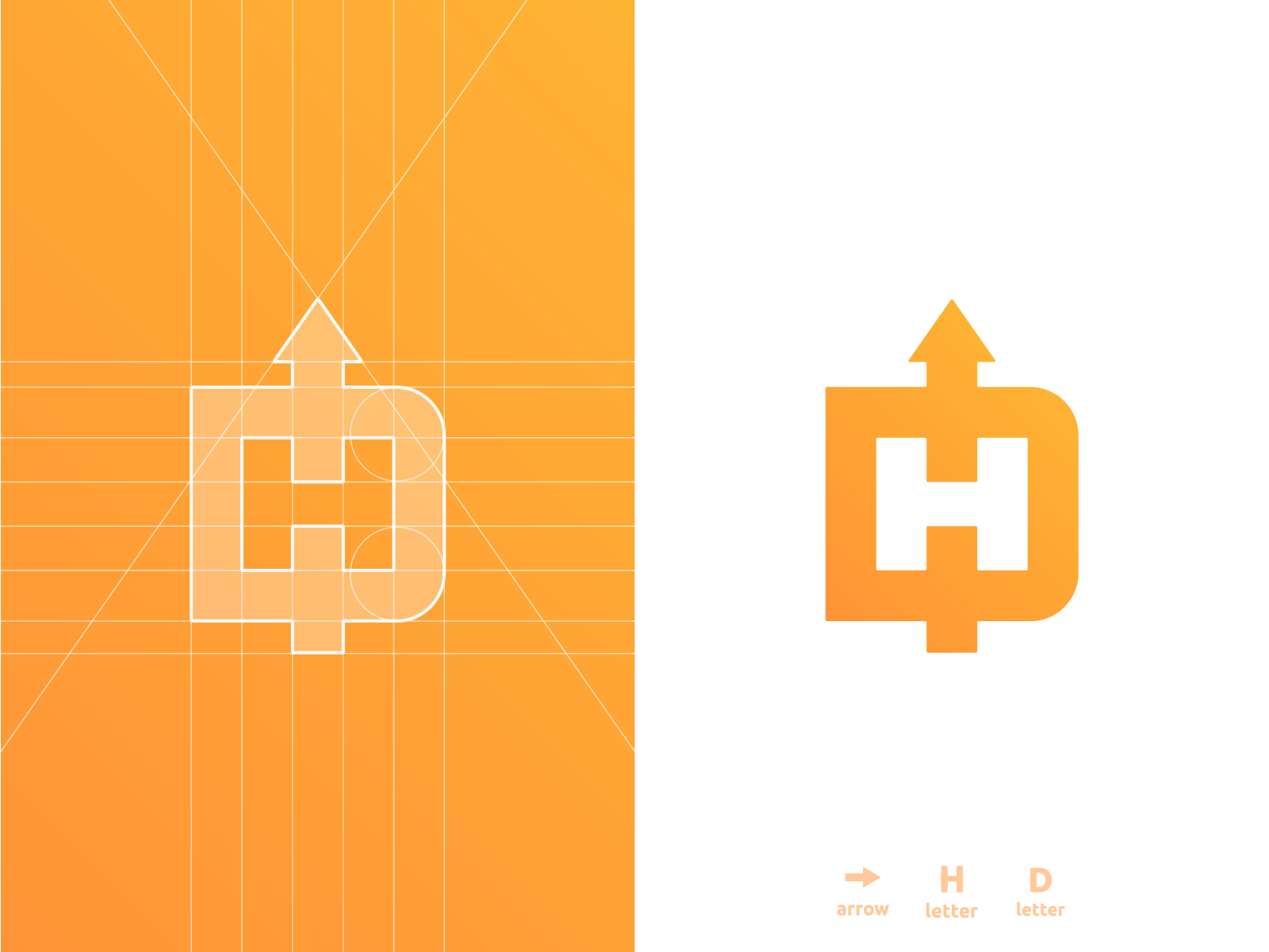 DH arrow, letter mark monogram, negative space logo symbol icon hd dh.png