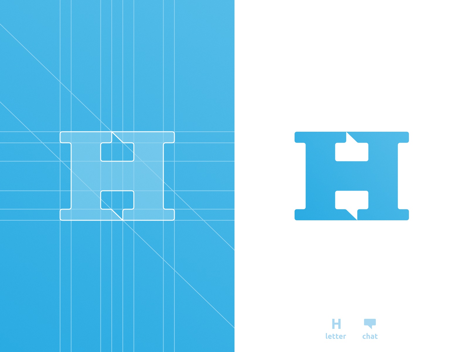 H chat boxes, letter mark negative space logo symbol icon h for sale a.jpg
