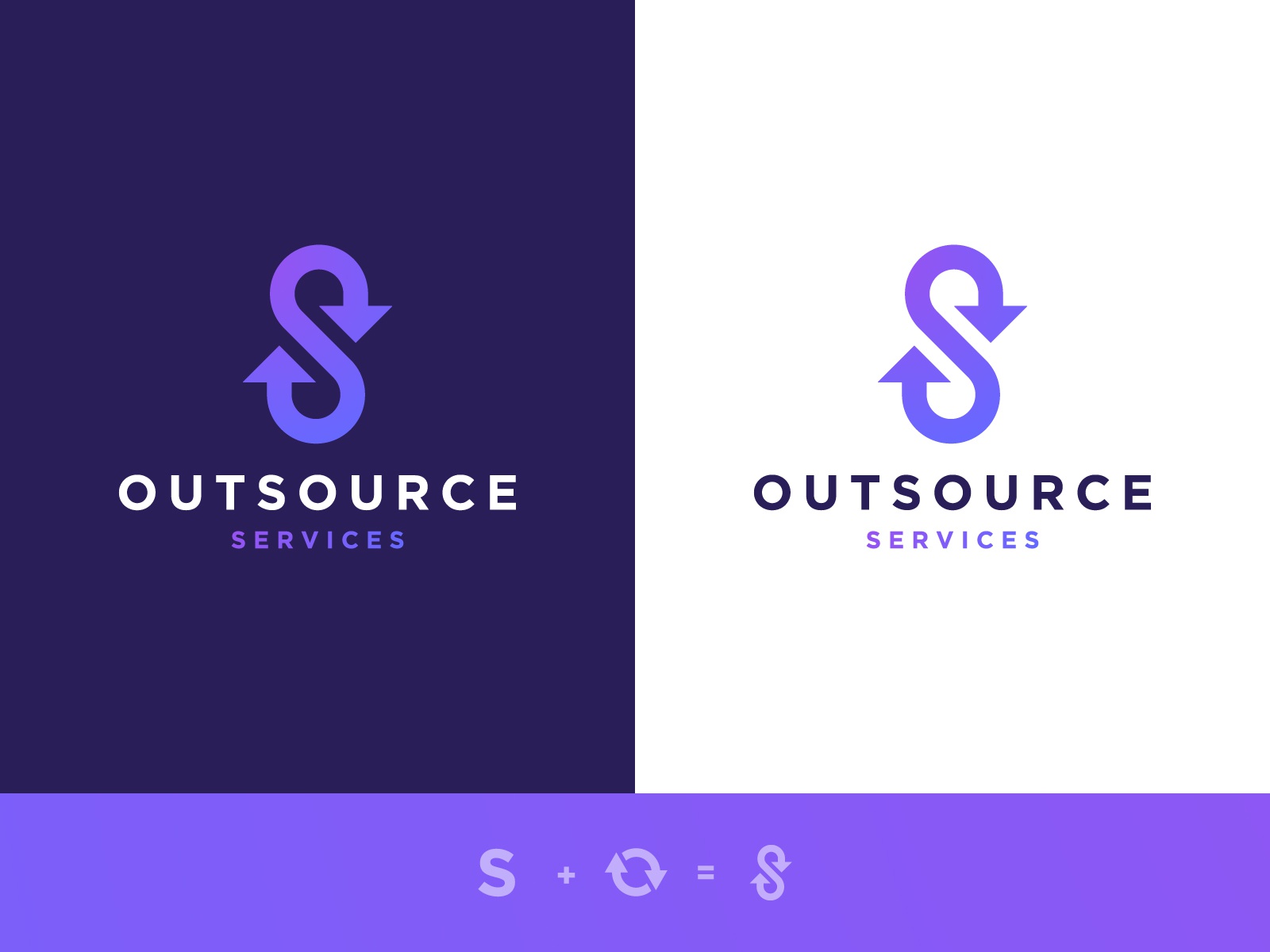 Outsource Services - Logotype Design purple gradient typography arrows.jpg