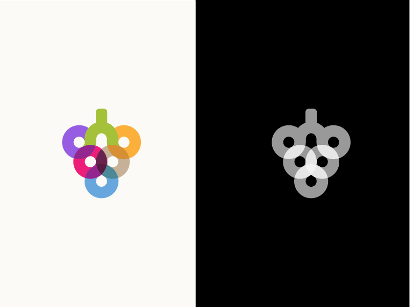 Brand grape + bottle minimal wine vin design grape logo.webp