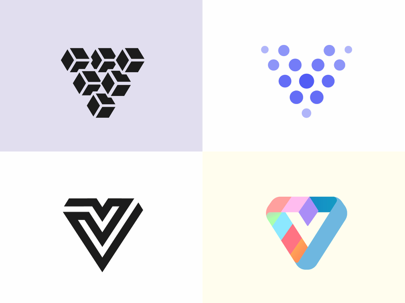 Logo V Minimal Exploration Set 1 gradient brand logotype design monogr.webp
