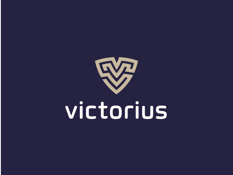 Logo victorius - v protect shield modernisme design brand fun abstract.webp