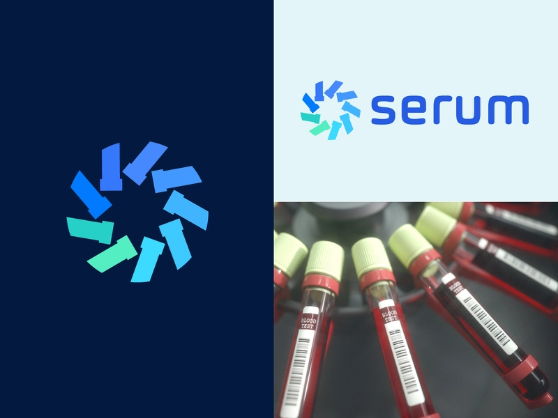 Serum centrifuge logotype design monogram letter minimal logo.webp