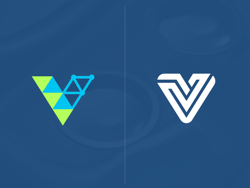 V technology vs stroke v design logotype monogram letter minimal logo.webp