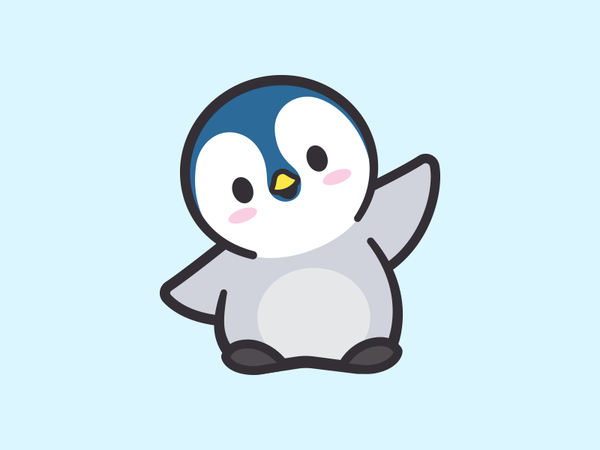 Baby Penguin friendly icon fun cartoon illustration waving cold ice sn.png