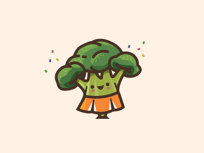 Broccoli Cheerleader illustration green logo icon healthy broccoli veg.png