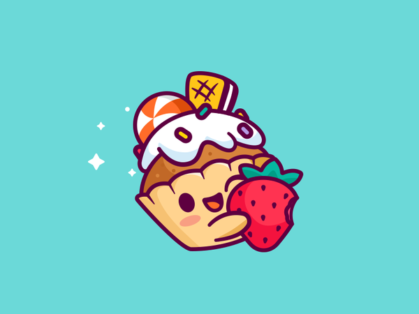 Cupcake fun food yummy colorful outline cute logo identity character b.png