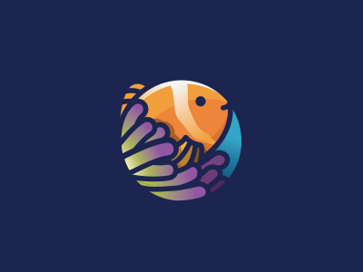 Fish + sea anemones rounded water character illustration sea fish.png