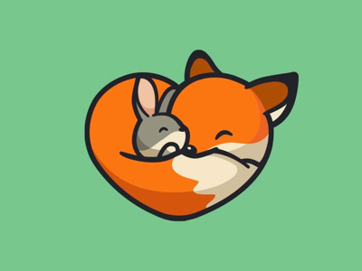 Fox  Bunny sleep sleeping nap smile fox bunny heart love branding cute.png