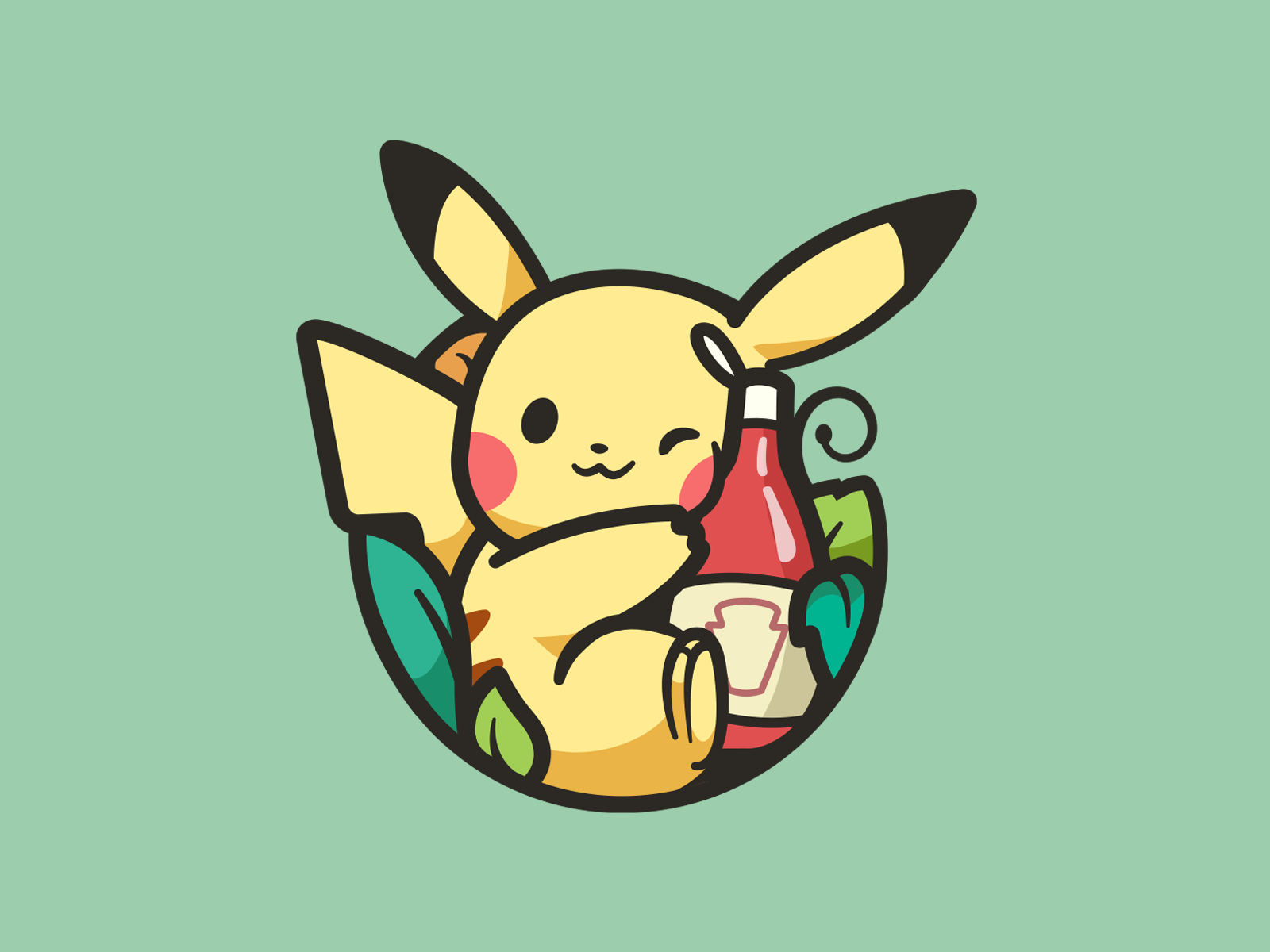 Pikachu leaf nature ketchup love poke character cartoon nintendo poked.png
