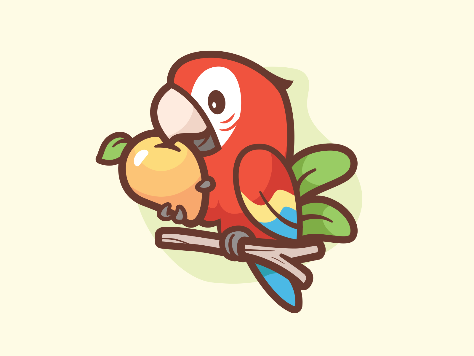 Scarlet macaw eating fruit grab happy friendly mango stick cute icon l.png
