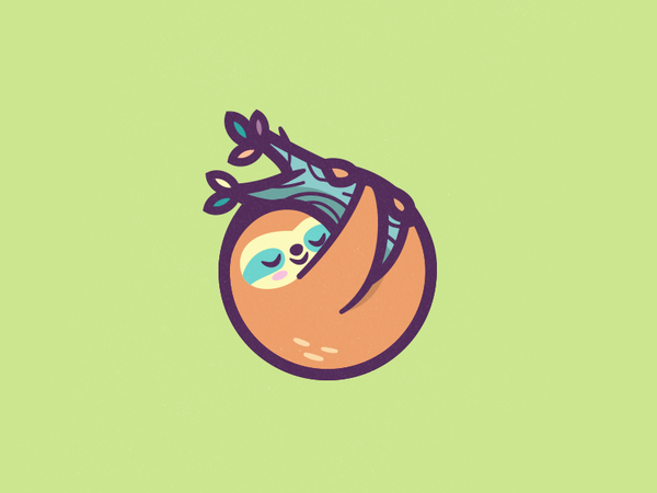 Sloth icon leafs character green tree nature cute happy sloth animal b.png