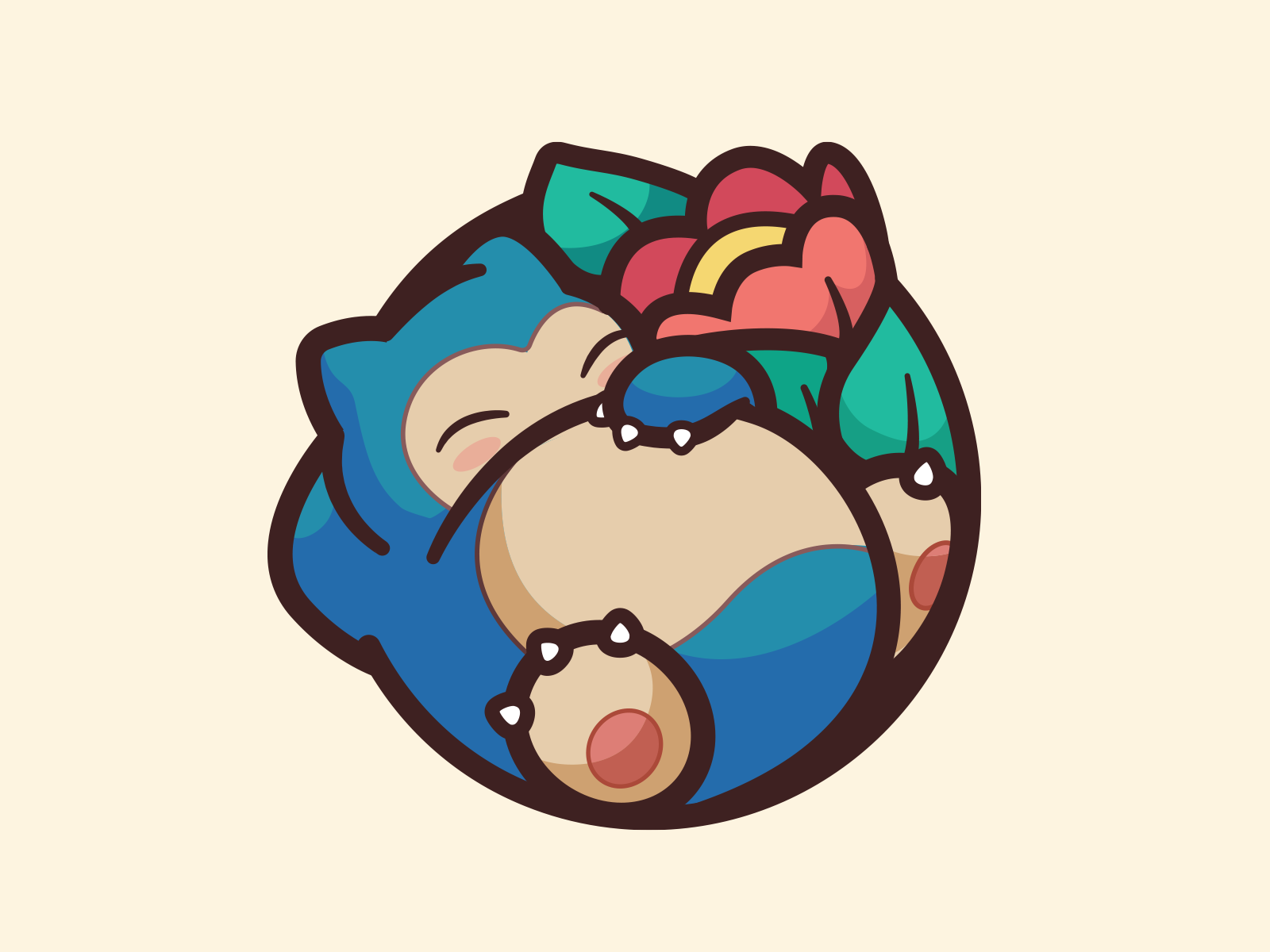Snorlax rounded icon logo sleeping animal flower snorlax pokemon cute.png