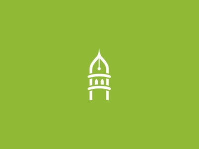 Minaret + Pen minaret pen writer arabesque muslim islam logo guild min.webp