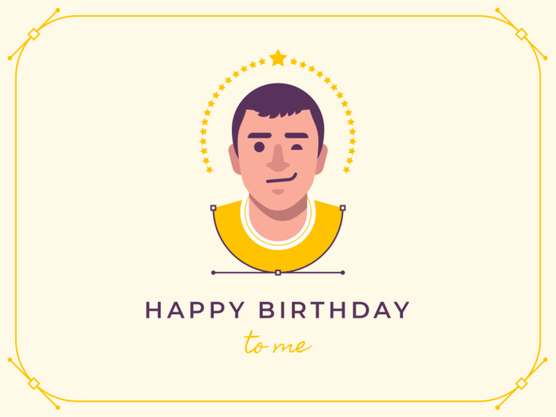 Birthday branding character guides flat sign logo vector guy man self.png