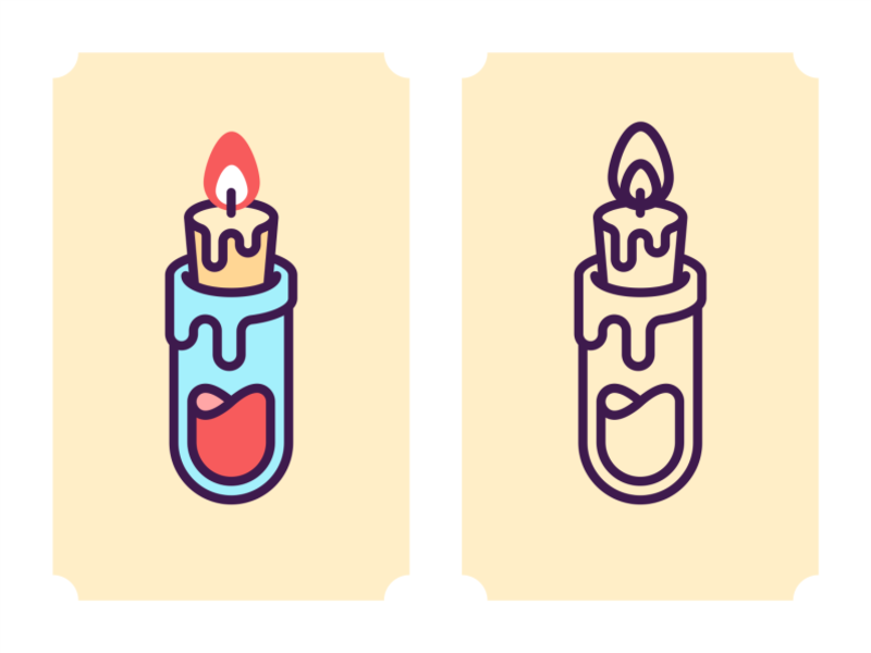 Candle illustration candlestick monochrome color lines wax fire chemis.png