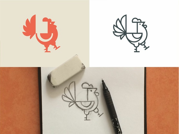 Cock flipper pencil sketch bird beak crest figures negative space line.jpg